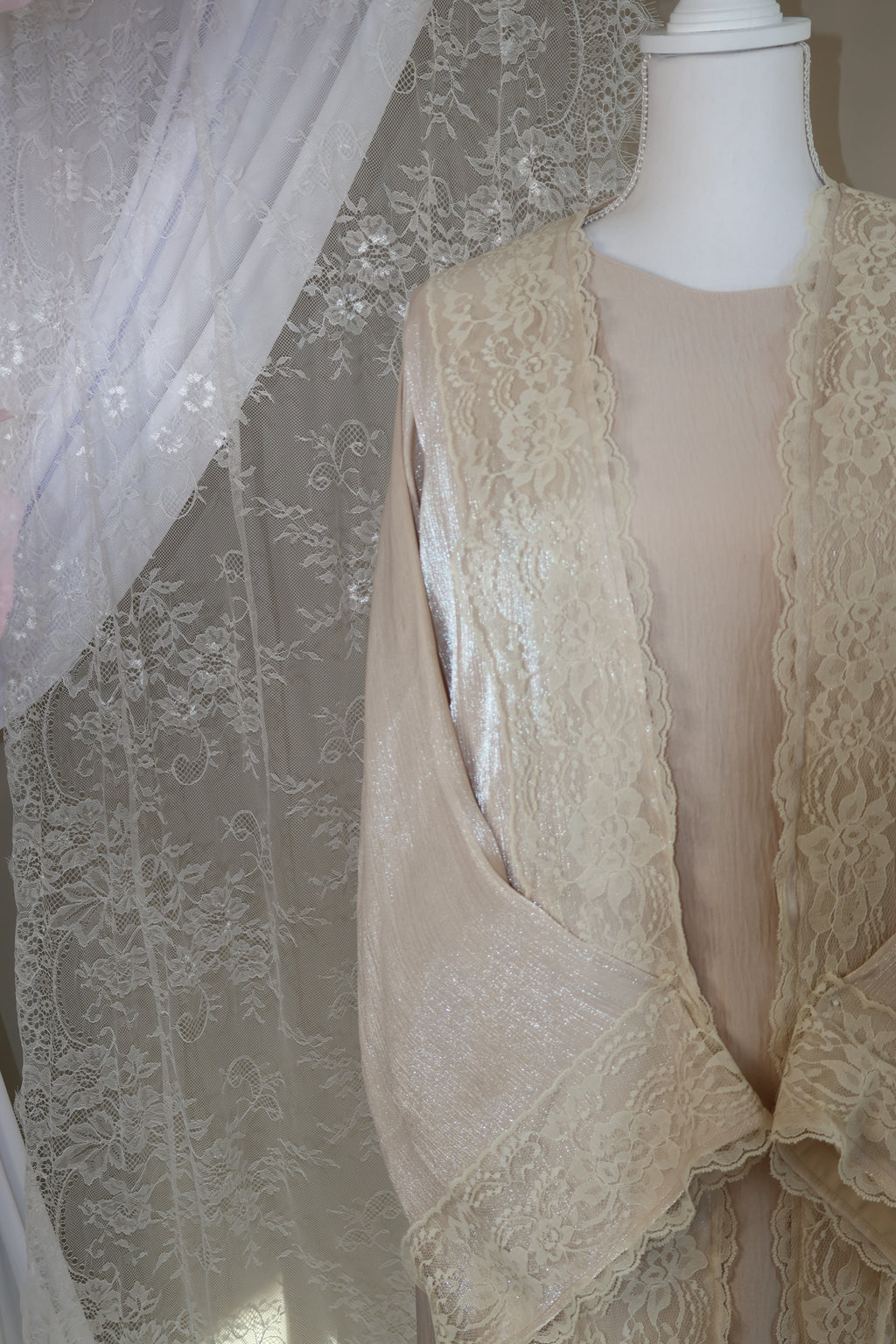 The Dentelle Abaya- beige