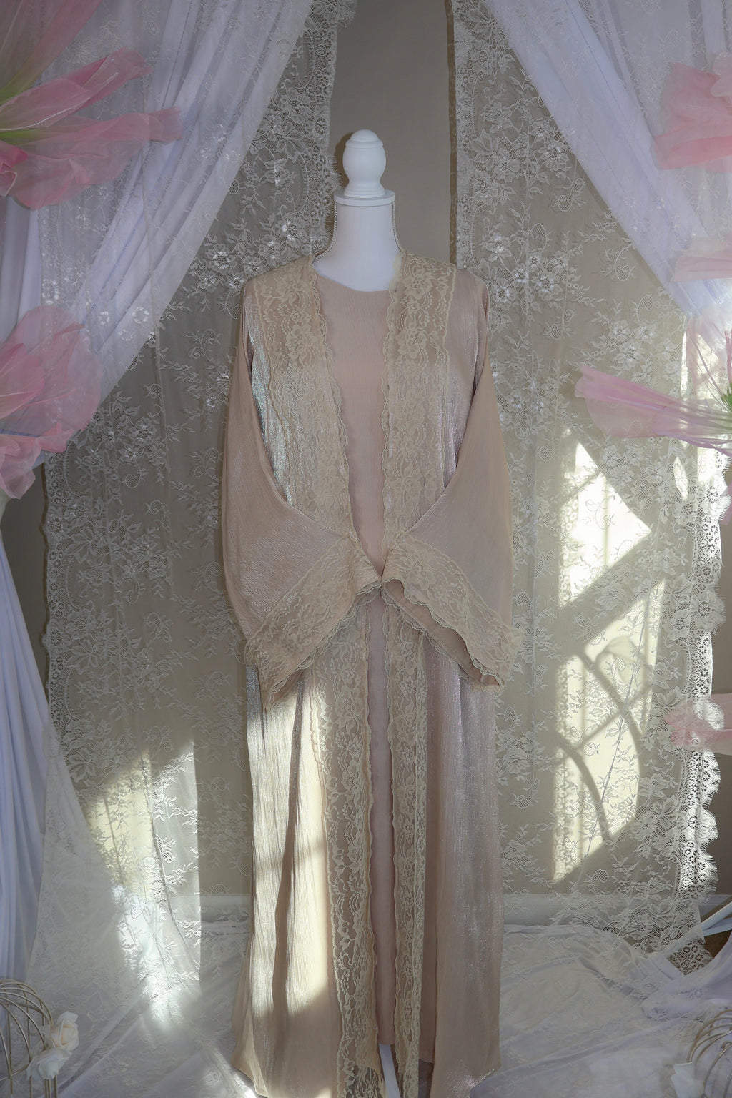 The Dentelle Abaya- beige
