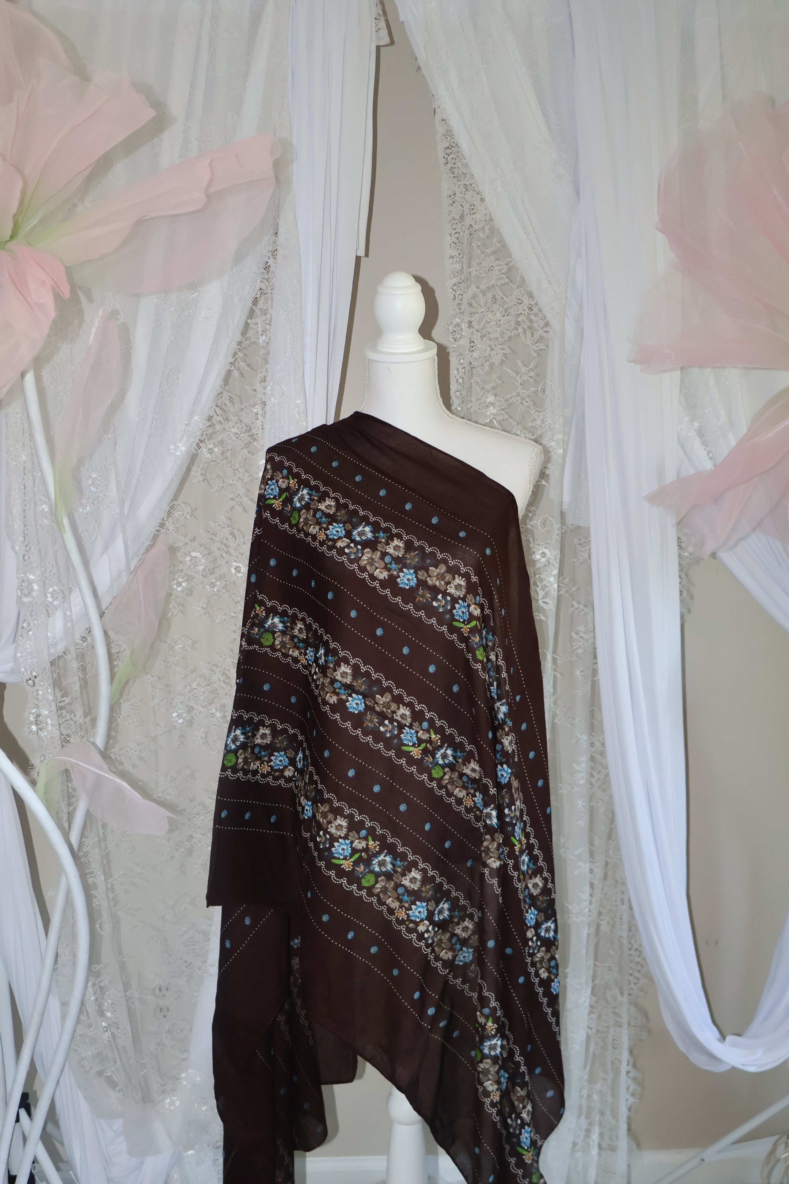 Brown Floral- Printed Modal Hijab